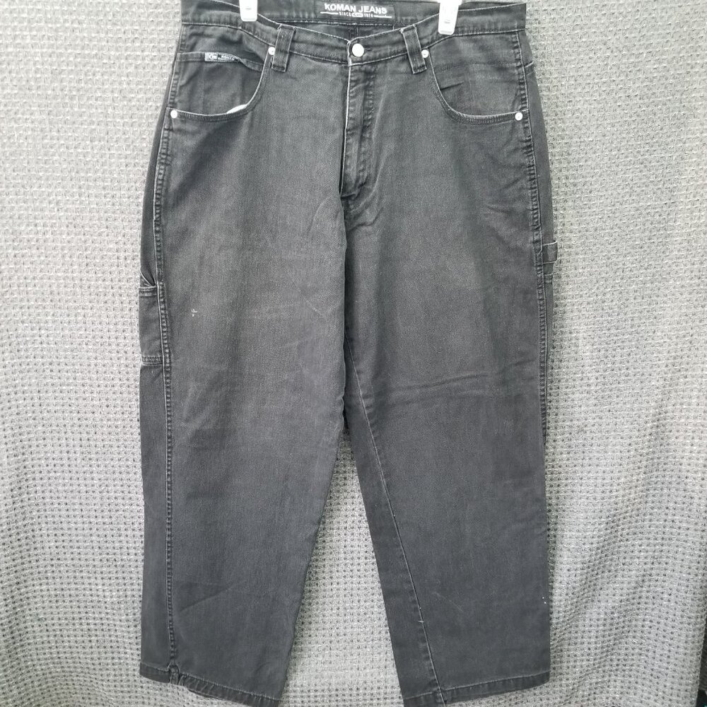 Koman Black Jeans Carpenter Baggy Men's 36